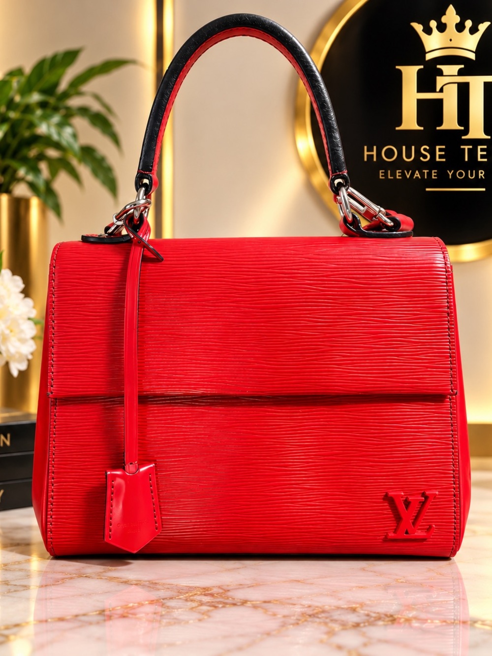 Louis Vuitton Red Top-Handle Shoulder/Crossbody with Black Trim